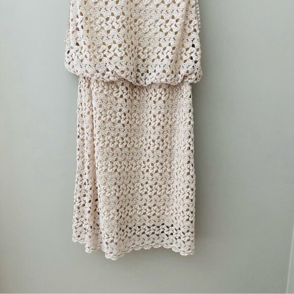 Free People Lily Crochet Lace Blouson Dress Tan Sz XS - Picture 3 of 9